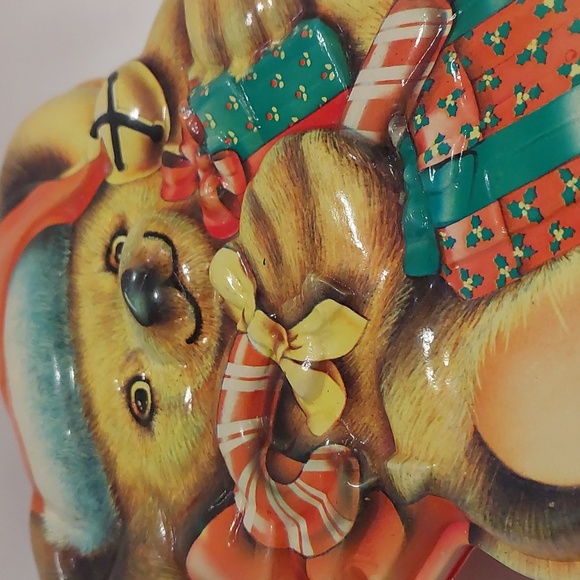 Ullman Cole Vintage Christmas Cookie Treat Container Large Teddy Bear VGC - Picture 3 of 9